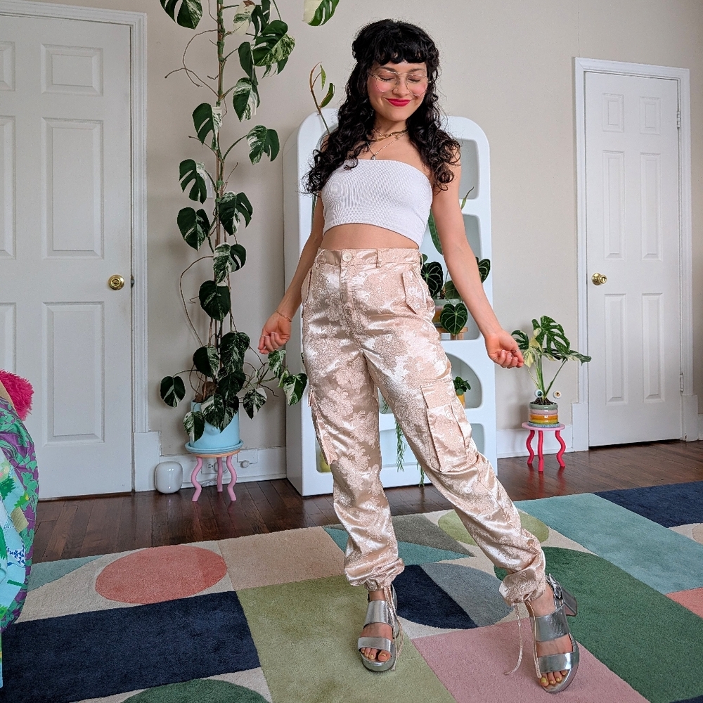 Superdown x Draya Michele pink satin cargo pants